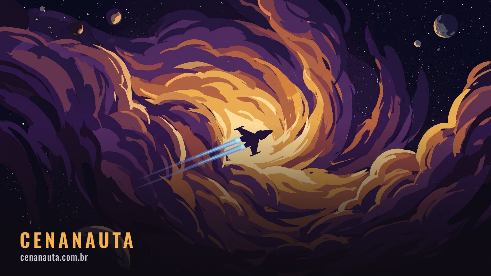Animações de Star Wars: nebulosa ilustrada em traço de animação com uma pequena nave atravessando