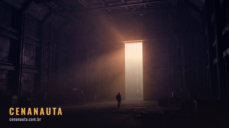 Como começar Star Wars: hangar escuro com uma porta aberta derramando luz e uma silhueta caminhando