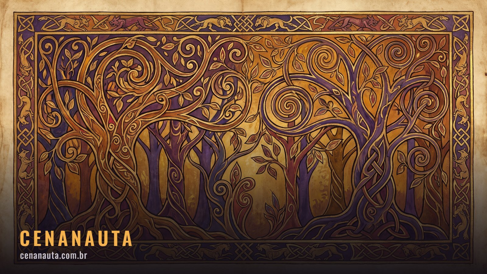 Melhores filmes de animação: floresta decorativa em estilo de iluminura medieval