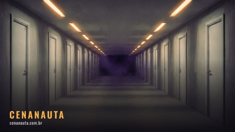 Melhores séries de ficção científica: corredor infinito de portas brancas idênticas