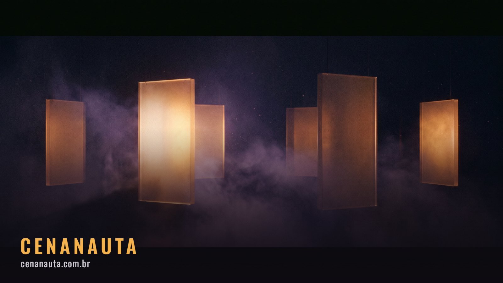 Qual streaming assinar: painéis luminosos flutuando no escuro em profundidades diferentes