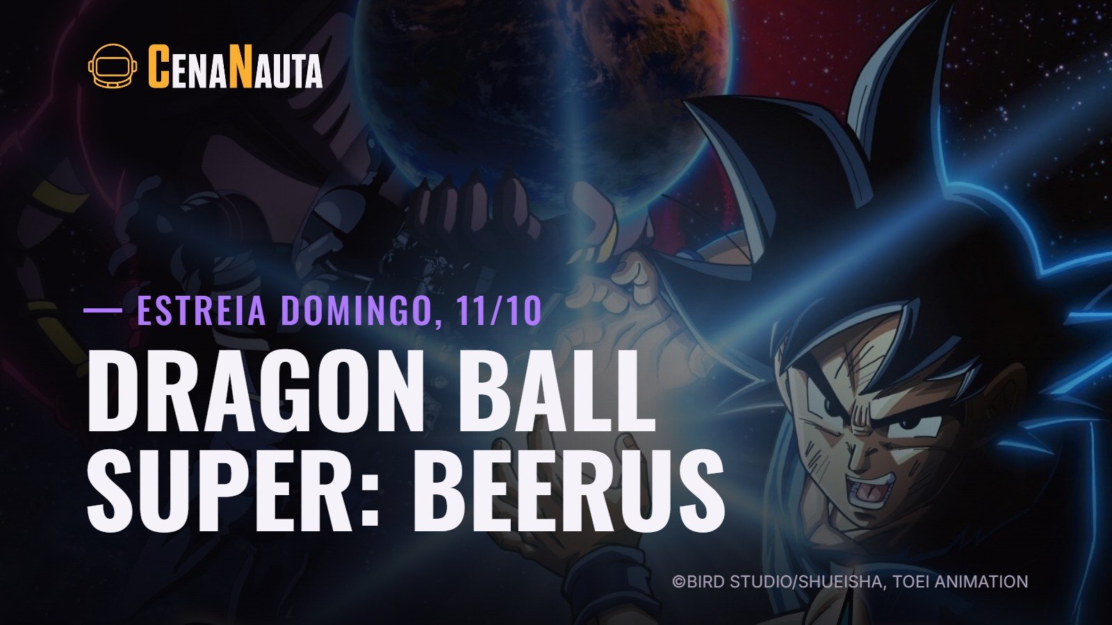 Dragon Ball Super: Beerus, com Goku e Beerus no pôster oficial