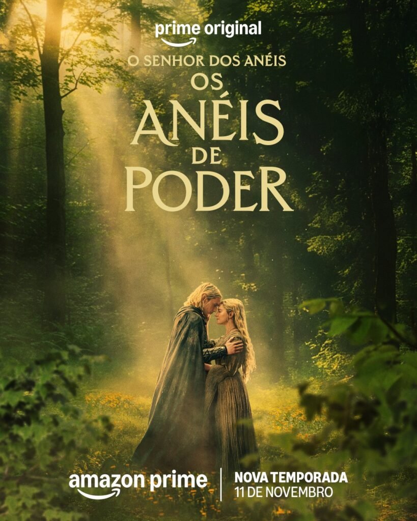 Pôster oficial da 3ª temporada de Os Anéis de Poder com Galadriel